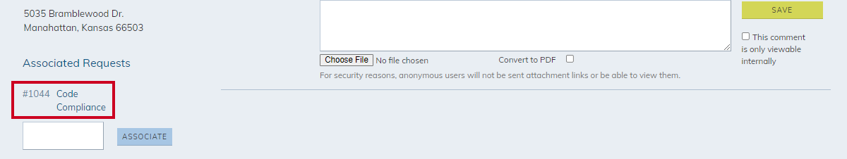 list of associated requests on the associated ticket