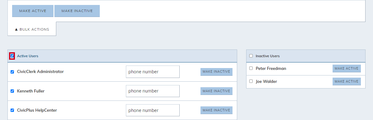 select all users