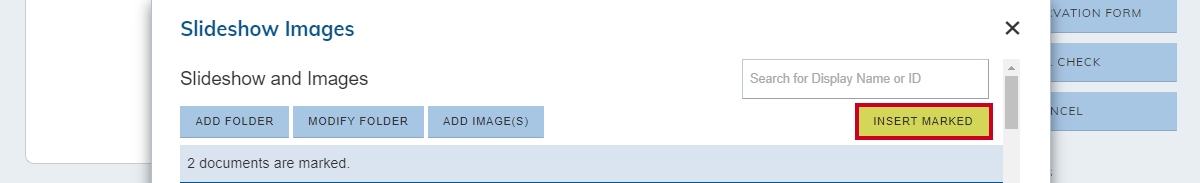 insert marked button