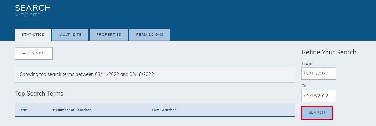 search filter, search button.