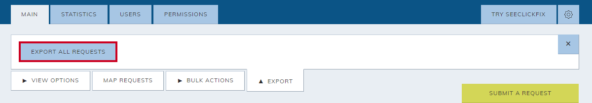 export all requests button