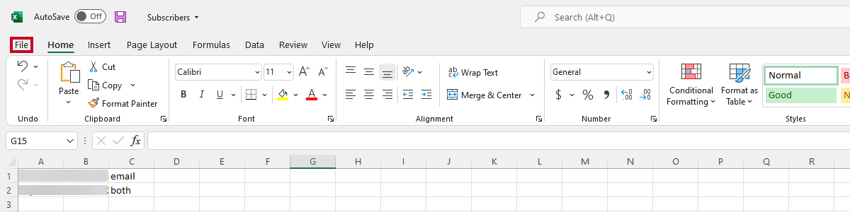 A choice of different file options.