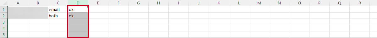 Microsoft Excel spreadsheet's Column D.
