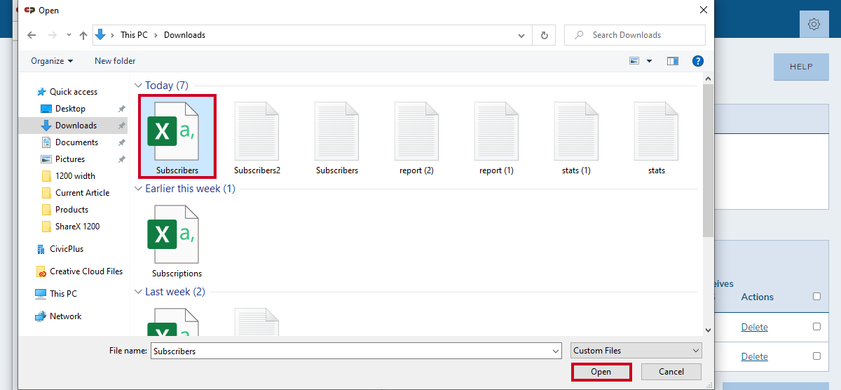 Open your subscribers list.
