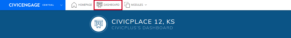 CivicEngage Central's dashboard button