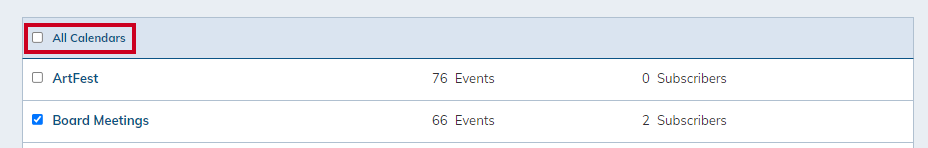 Select all calendars checkbox.