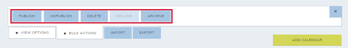 Bulk action options.