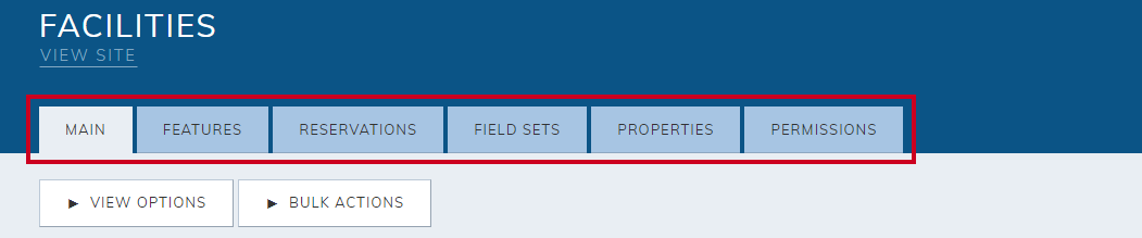 facilities module tabs
