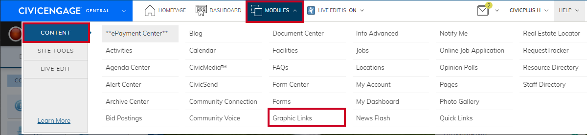 navigate to the graphic links module