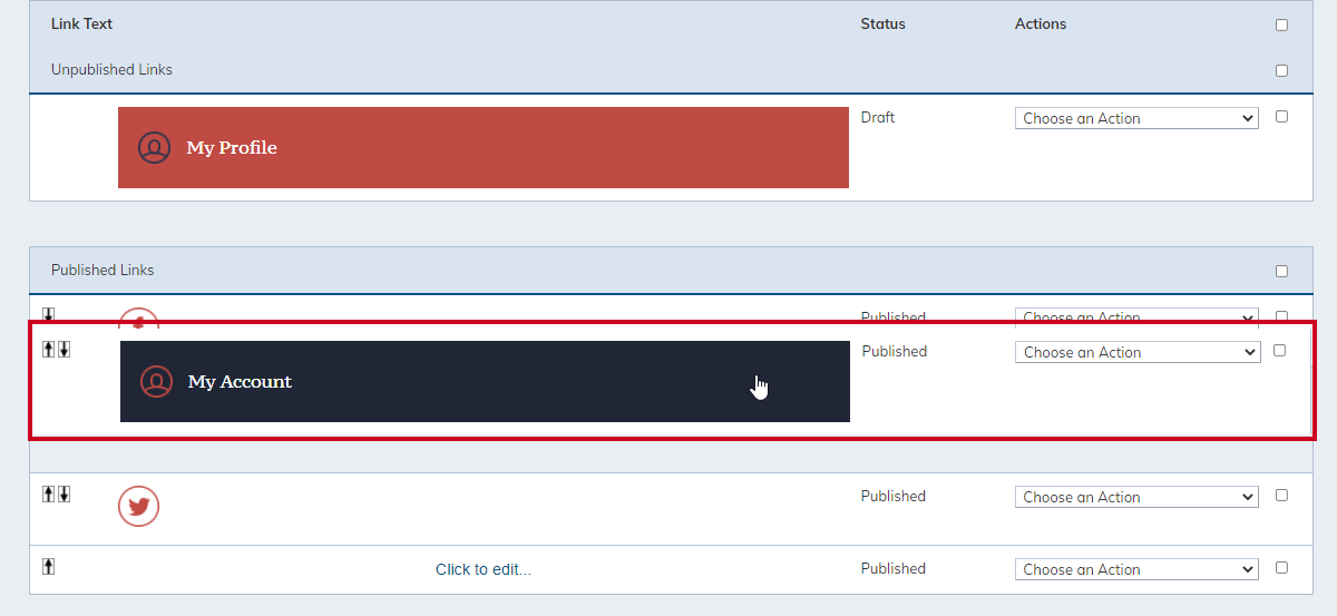 drag-and-drop links into an order