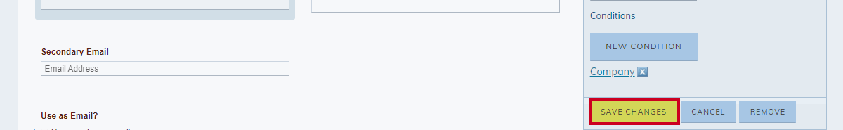 field advanced tab save changes button