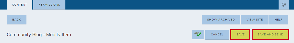 save or save and send buttons