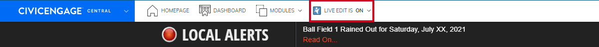 ensure that Live Edit is On