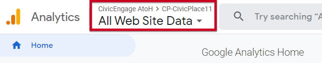 The button labeled All Website Data to the right of the Analytics logo.