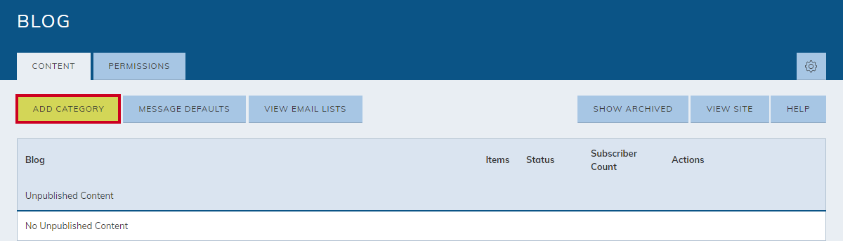 blog module, add category button