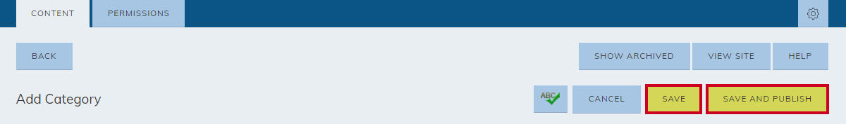 save or save and publish buttons