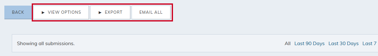 View options, export, and email all buttons.