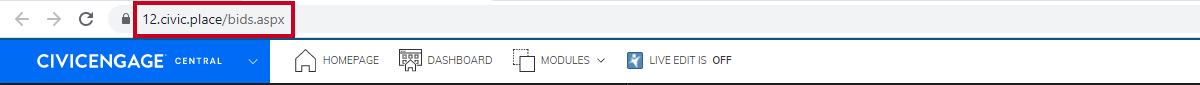 bid postings front-end page URL