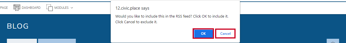 include the item on RSS feed pop-up options