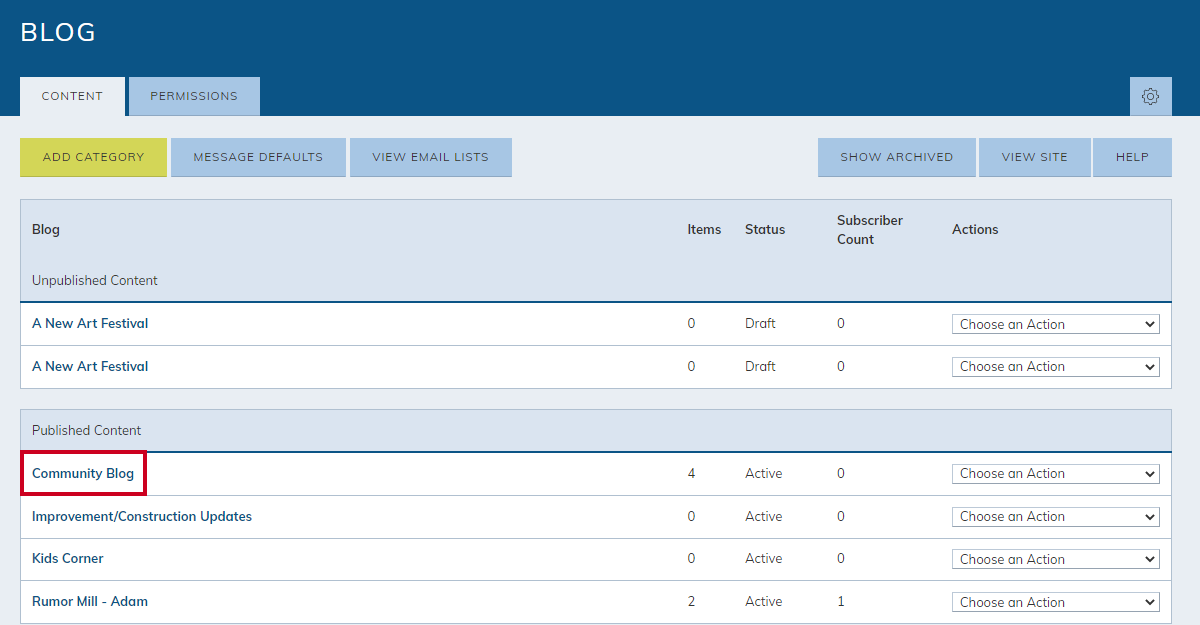 select a blog category