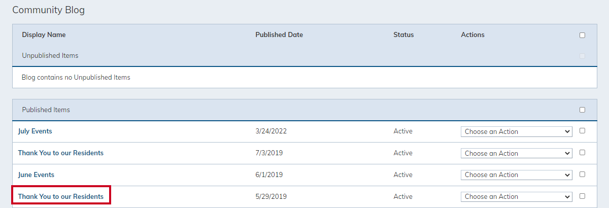 select a blog item