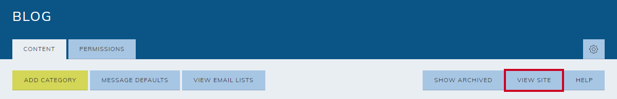 view blog front-end site button
