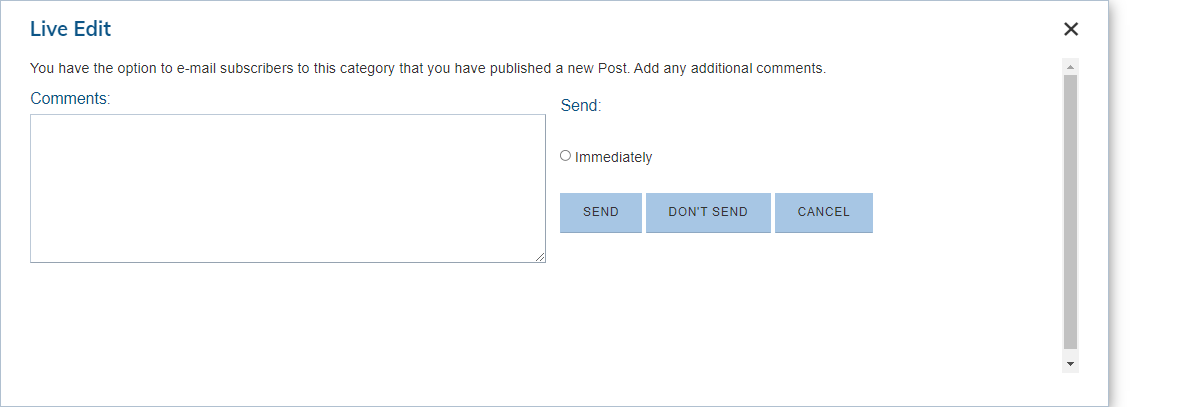 blog live edit, notification options
