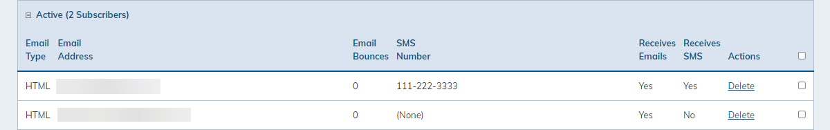 View the imported subscribers.