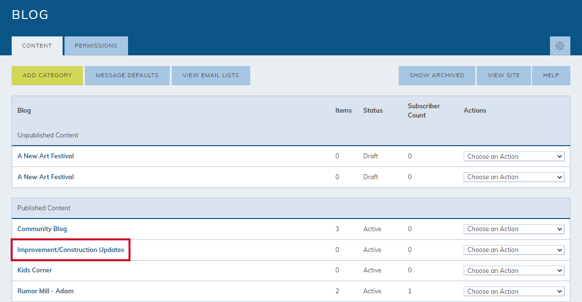 select a blog category