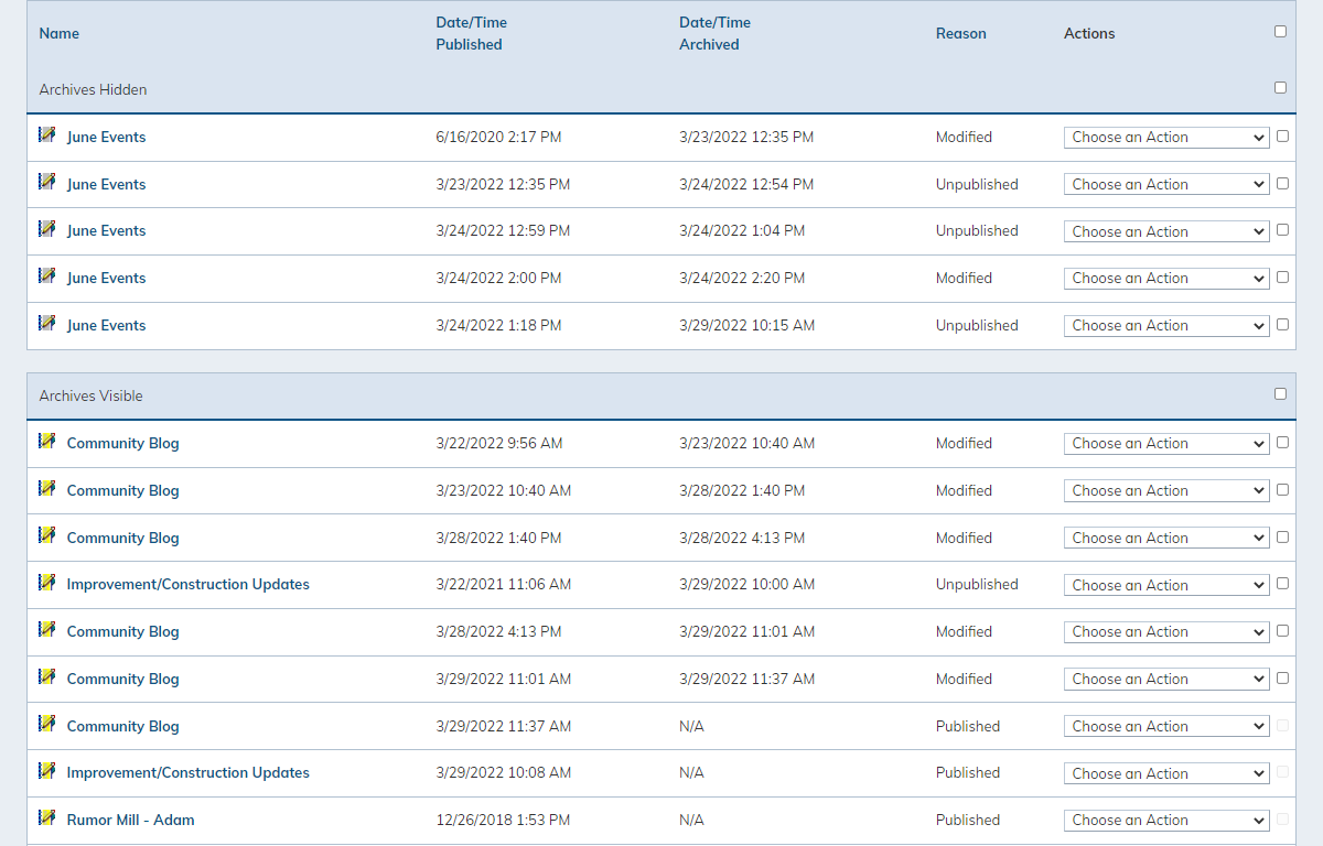 blog module, view archives