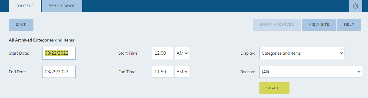 blog module, archive filters