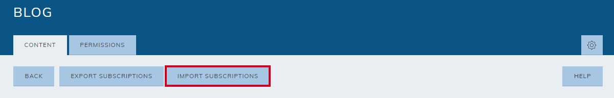blog category, import subscriptions button