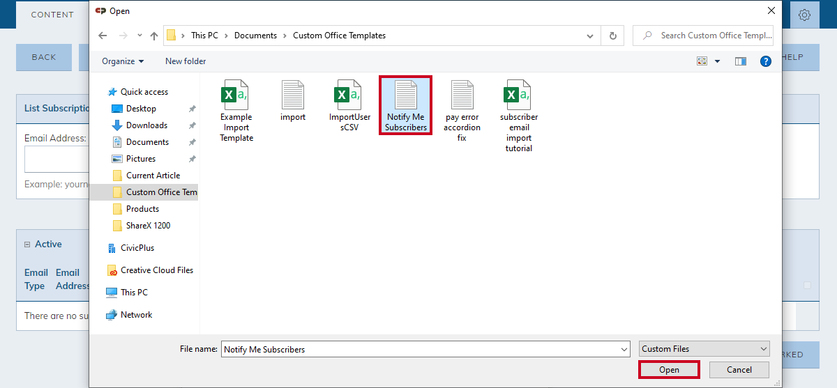 find and open desired CSV or TXT file