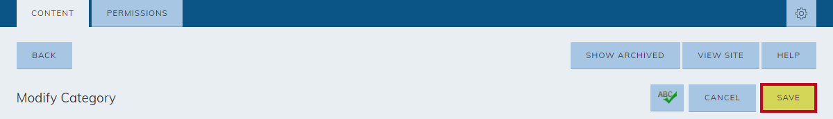 modify blog category, save button