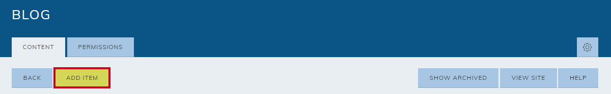 blog category, add item button