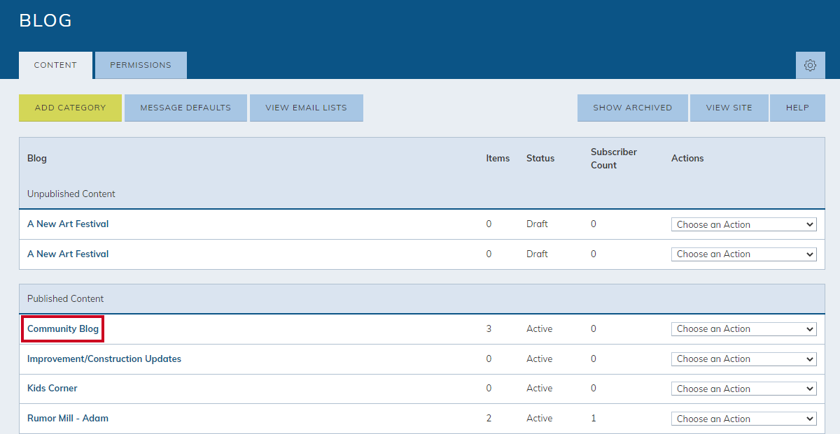 select a blog category