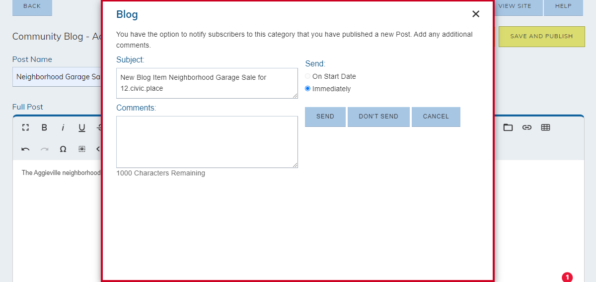 notification settings window