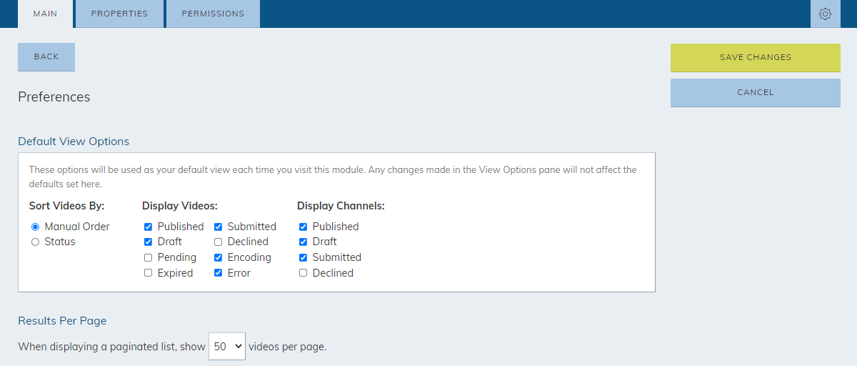 CivicMedia default view options