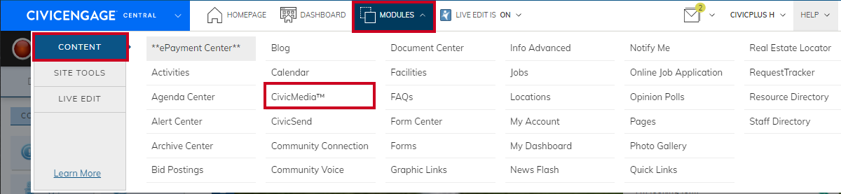navigate to the CivicMedia module