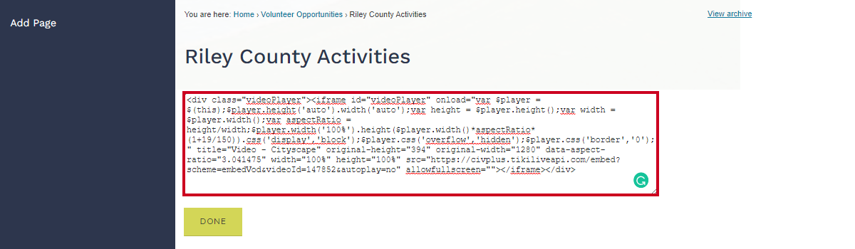 paste the CivicMedia video's embed code into cutom HTML widget