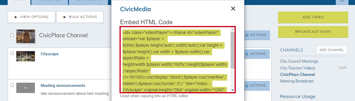 CivicMedia video embed code