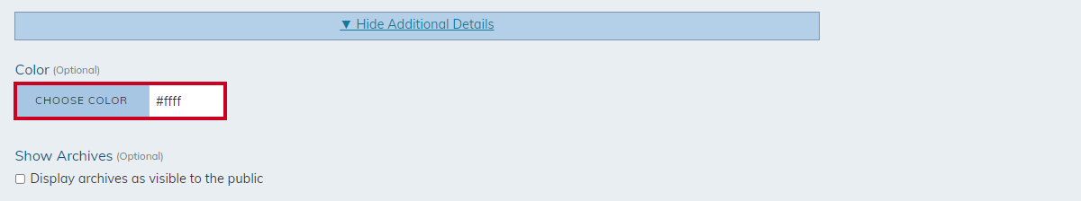 color option, choose color HTML code