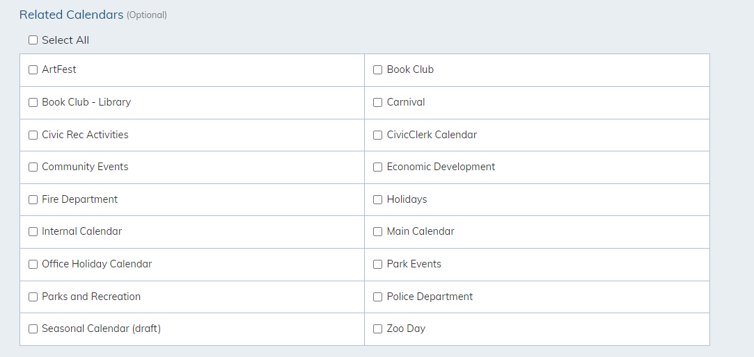 related calendars option