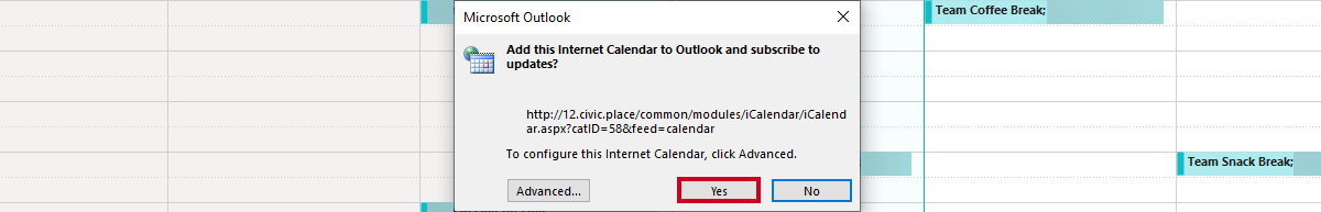 add this internet calendar prompt, yes button