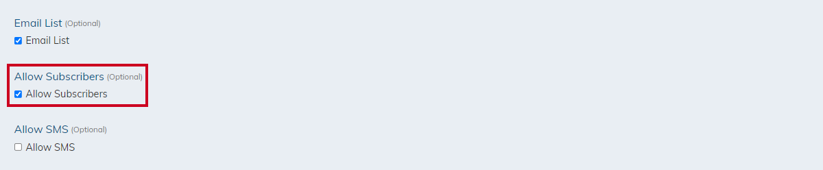 allow subscribers checkbox.