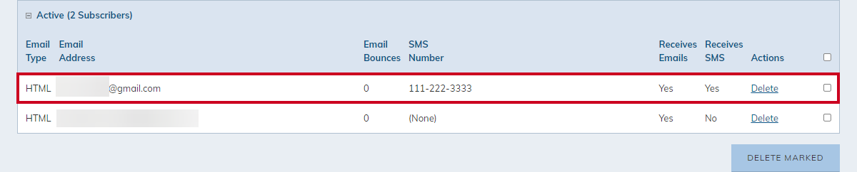 confirmed subscriber in active subscriber list