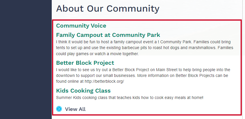 Example Community Voice widget.