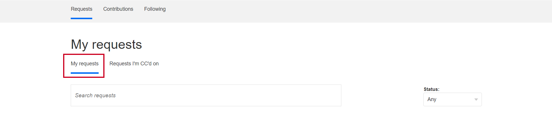 The My Requests tab.