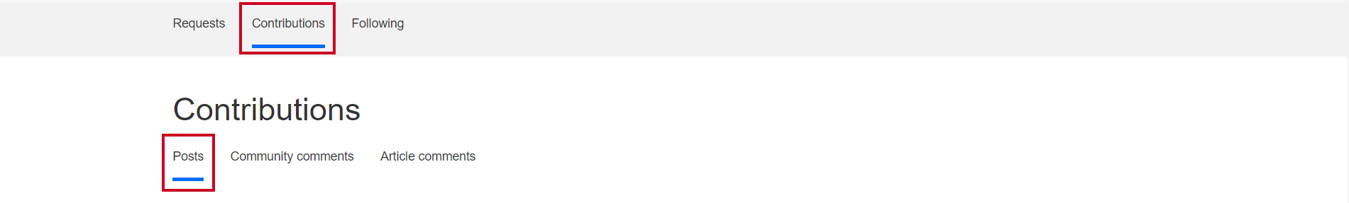 The Contributions and Posts tabs.