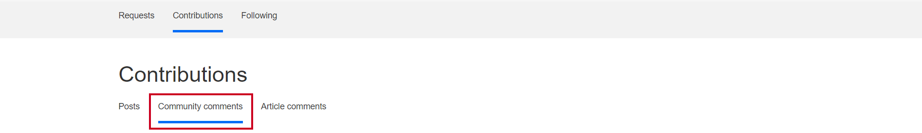 The Community comments tab.